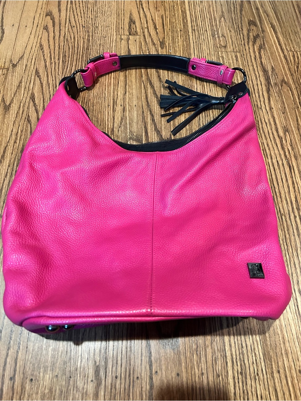 Bright Pink Leather Hobo Bag